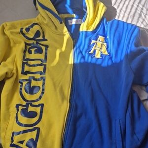 Mitchell & Ness Blue and Yellow Aggies Zip-Up Sweater